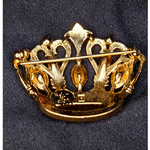 Vtg Kenneth Lee Lane for AVON Crown Brooch Gold Tone Clear Rhinestones *NO BOX** - Picture 4 of 6